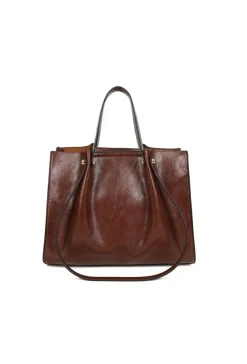 Bruine Shopper Tas met Lange Schouderhengsels en Plooien