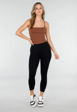 Bruine Spaghetti Strap Crop Top met Pads