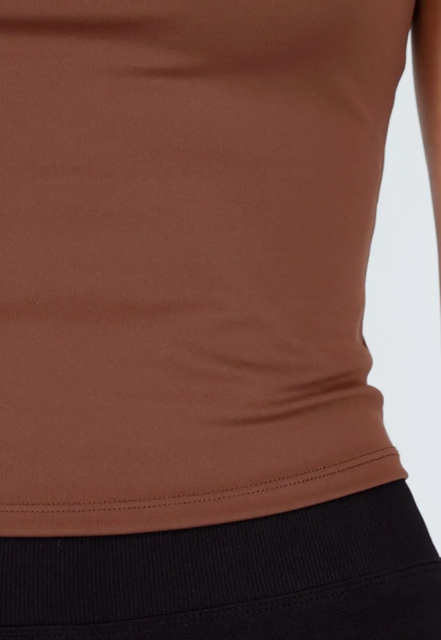 Bruine Spaghetti Strap Crop Top met Pads
