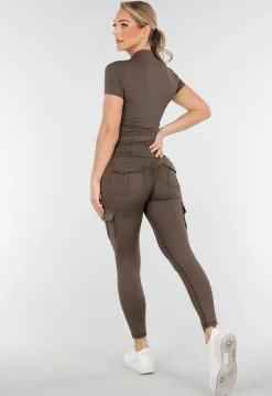 Bruine Sportset met Cargozakken en Scrunch