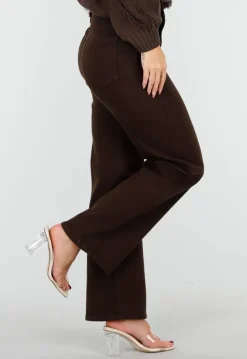 Bruine Stretch Jeans met Rechte Pijpen