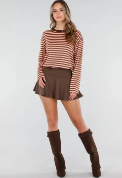 Bruine Stretch Skort met Binnenbroekje en Zakken