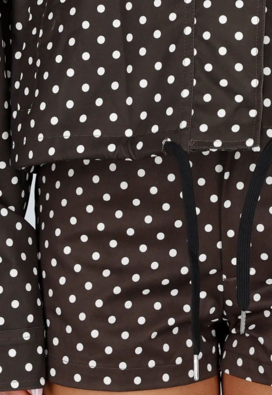 Bruine Tweedelige Polkadot Set met Jack en Short
