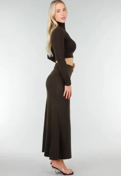 Bruine Two Piece Set met Cut Out