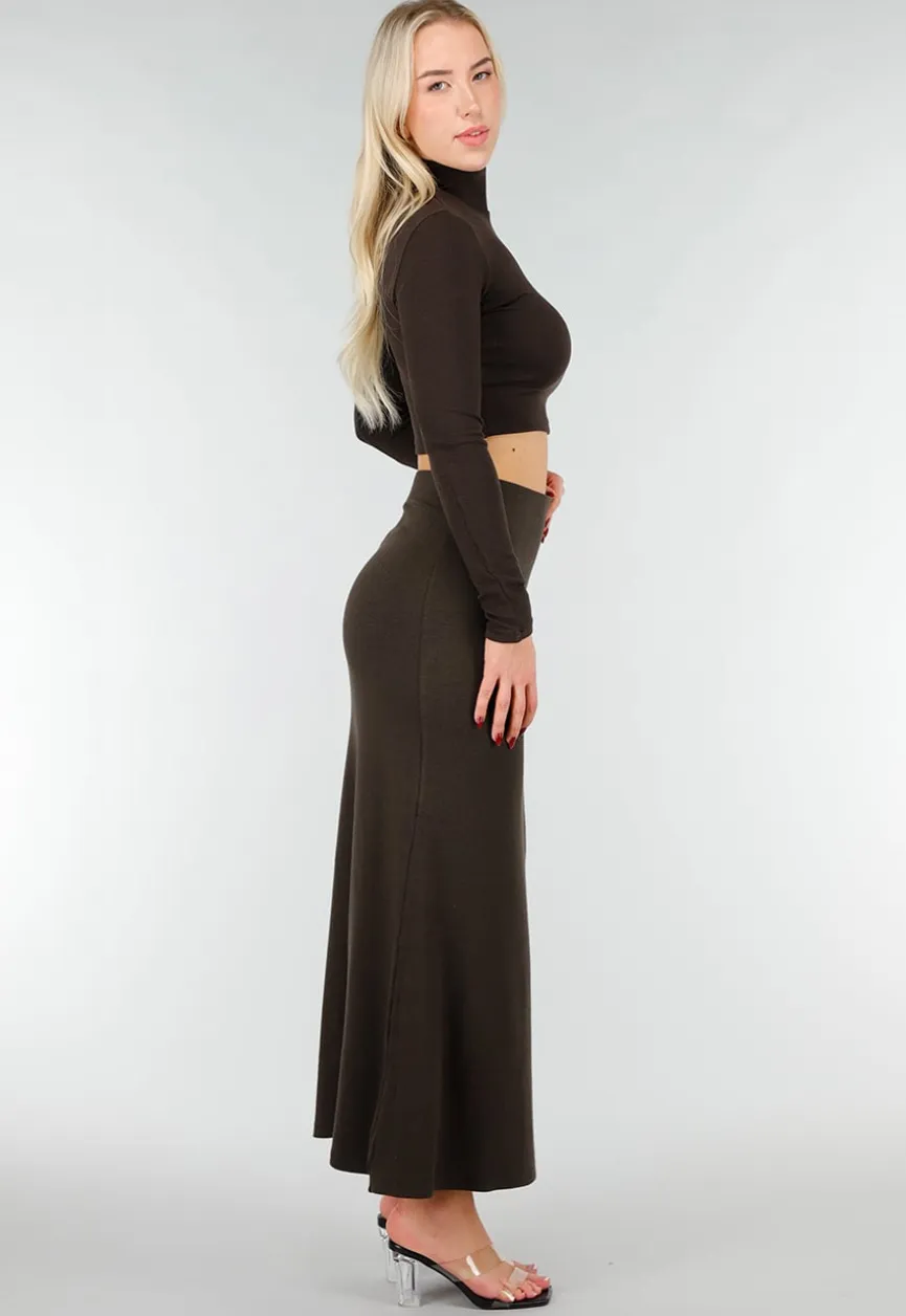 Bruine Two Piece Set met Cut Out