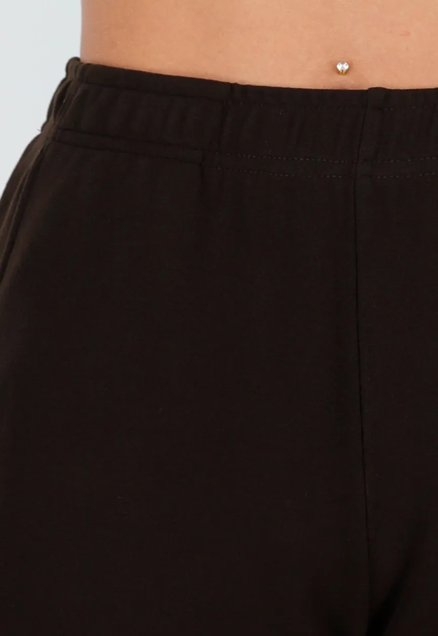 Bruine Zachte Stretch Broek met Rechte Pijpen