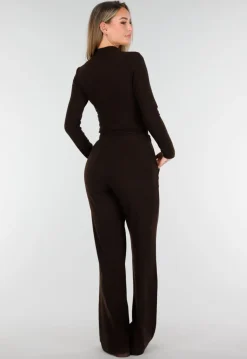 Bruine Zachte Stretch Broek met Rechte Pijpen