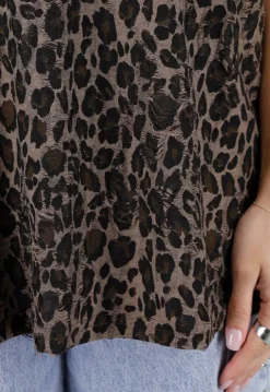Bruin Oversized Cheetahprint T-Shirt met Korte Mouwen
