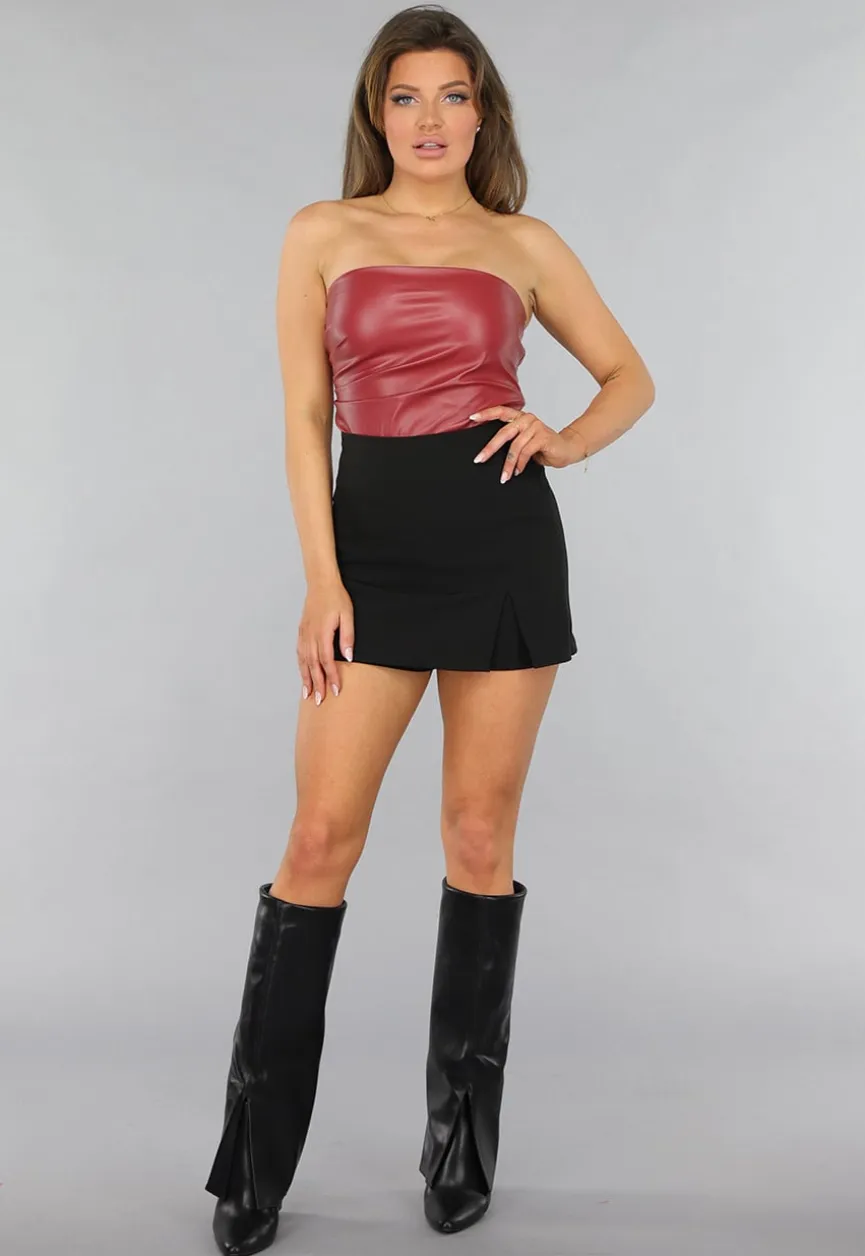 Burgundy Bandeau Top in Lederlook