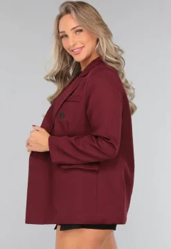 Burgundy Blazer met Zwarte Knopen