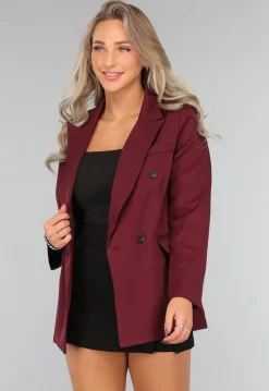 Burgundy Blazer met Zwarte Knopen