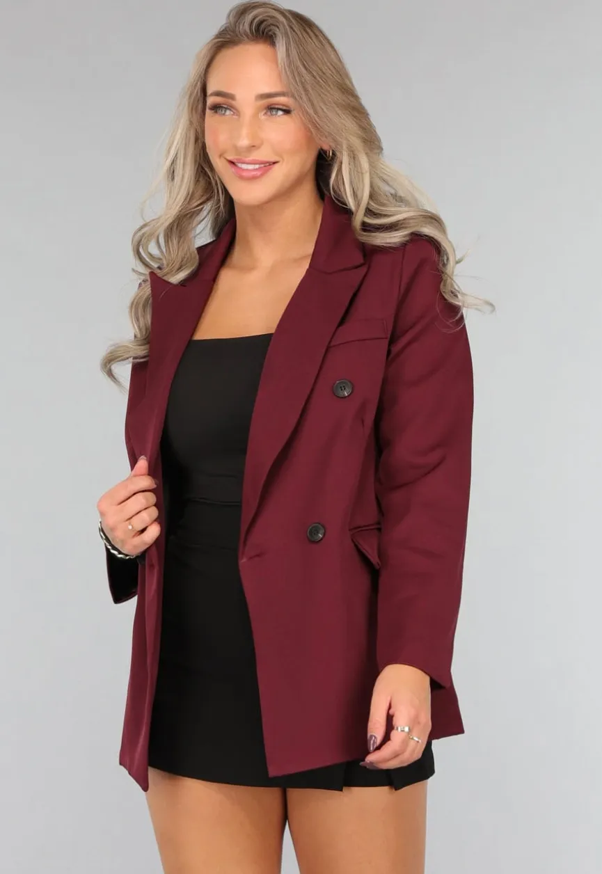 Burgundy Blazer met Zwarte Knopen