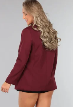 Burgundy Blazer met Zwarte Knopen