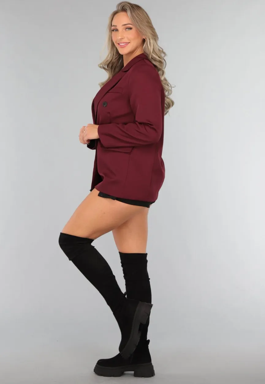 Burgundy Blazer met Zwarte Knopen