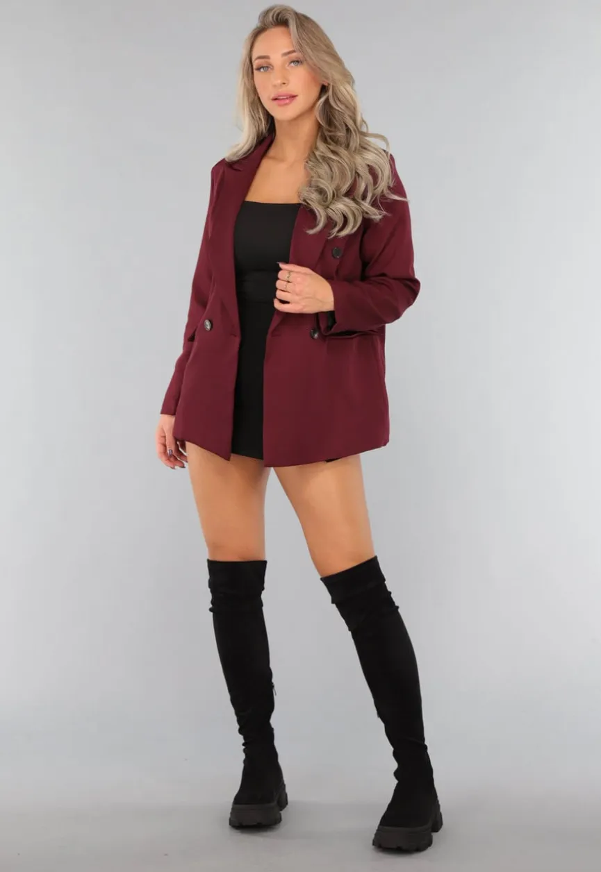 Burgundy Blazer met Zwarte Knopen