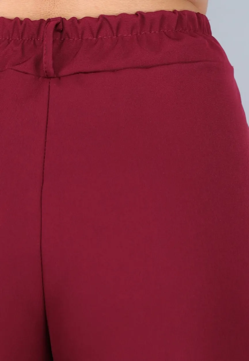 Burgundy Gilet Co Ord Set met Pantalon