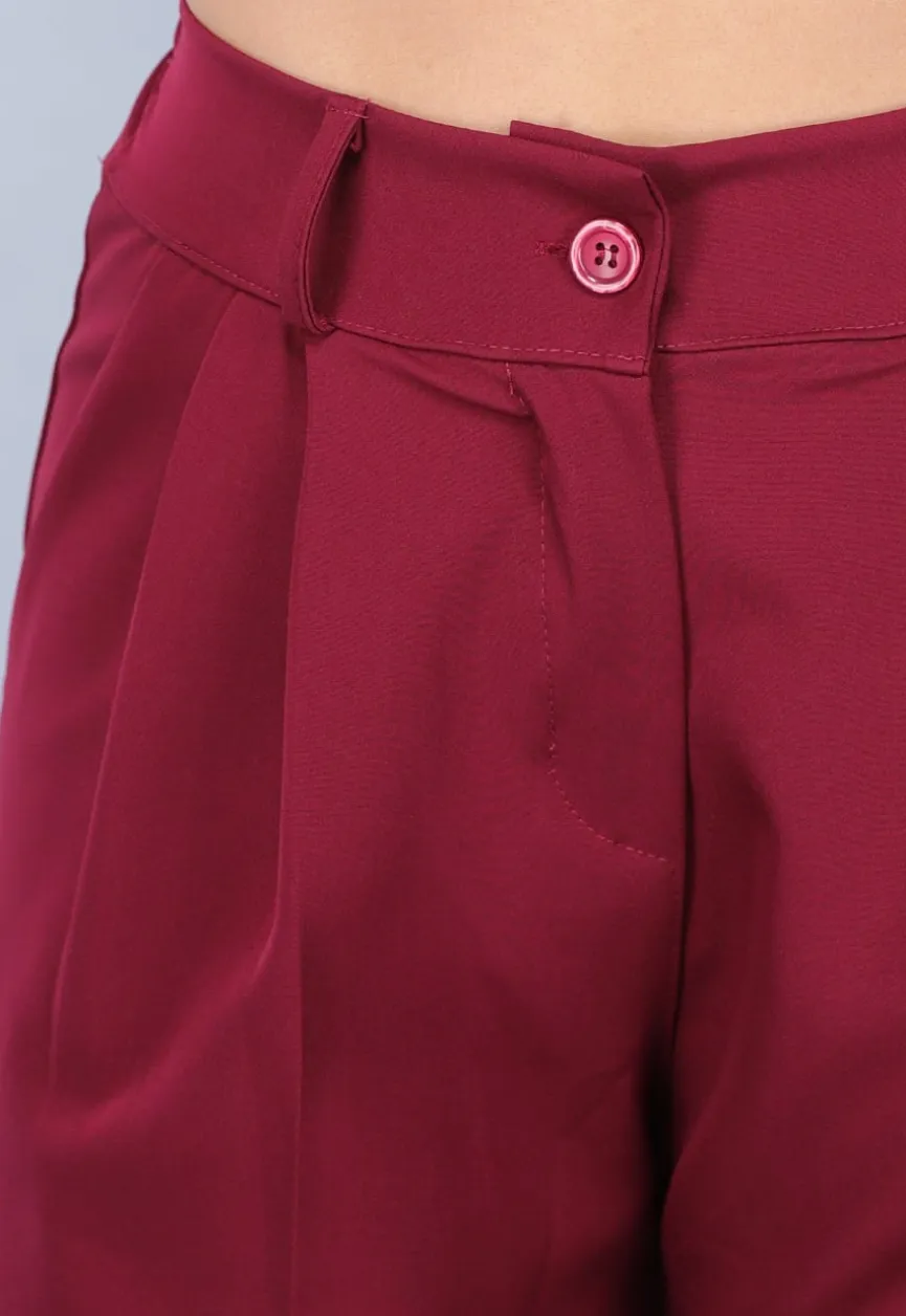 Burgundy Gilet Co Ord Set met Pantalon