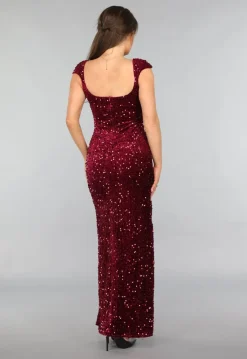 Burgundy Pailletten Galajurk met V Hals