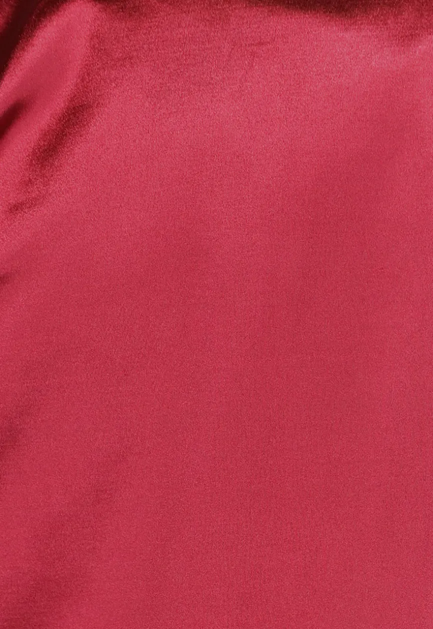 Burgundy Pantalon van Stretch Satijn in Model