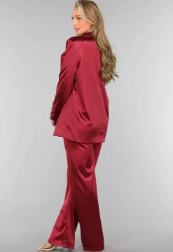 Burgundy Satijnen Blazer
