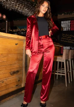 Burgundy Satijnen Blazer