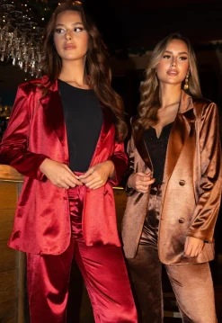 Burgundy Satijnen Blazer