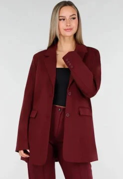 Burgundy Stretch Blazer met Schoudervullingen