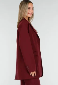 Burgundy Stretch Blazer met Schoudervullingen