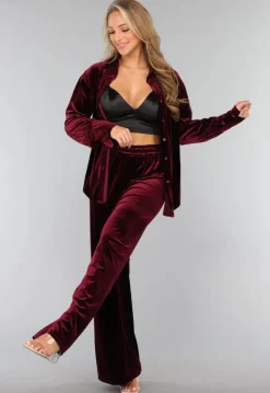Burgundy Velours Two Piece