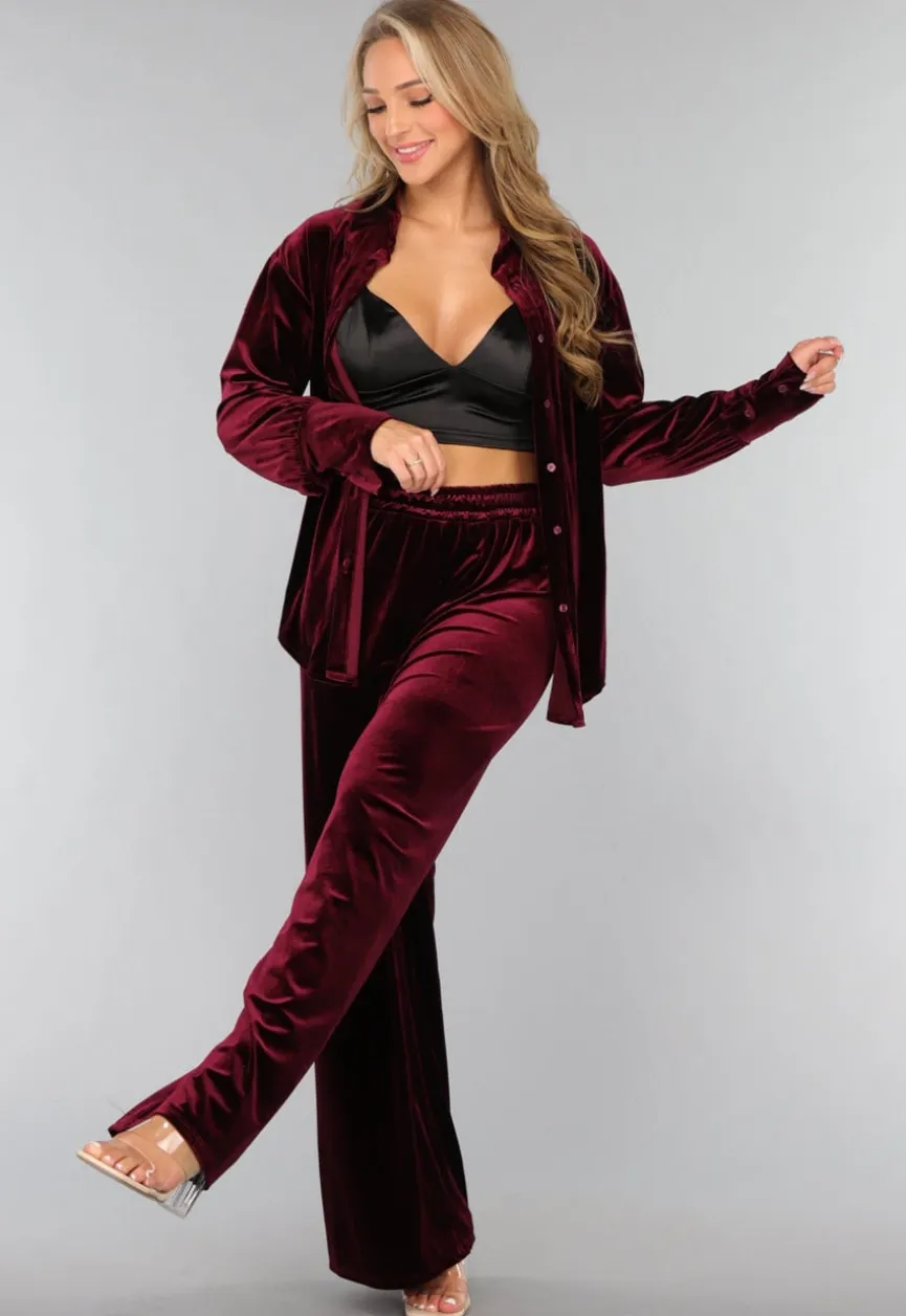 Burgundy Velours Two Piece