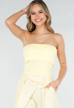 Butter Yellow Bandeau Top met Stretch