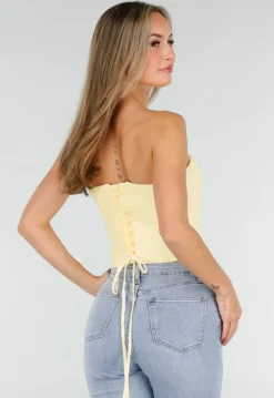Butter Yellow Blazer Set met Strapless Top