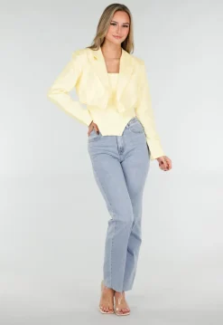 Butter Yellow Blazer Set met Strapless Top