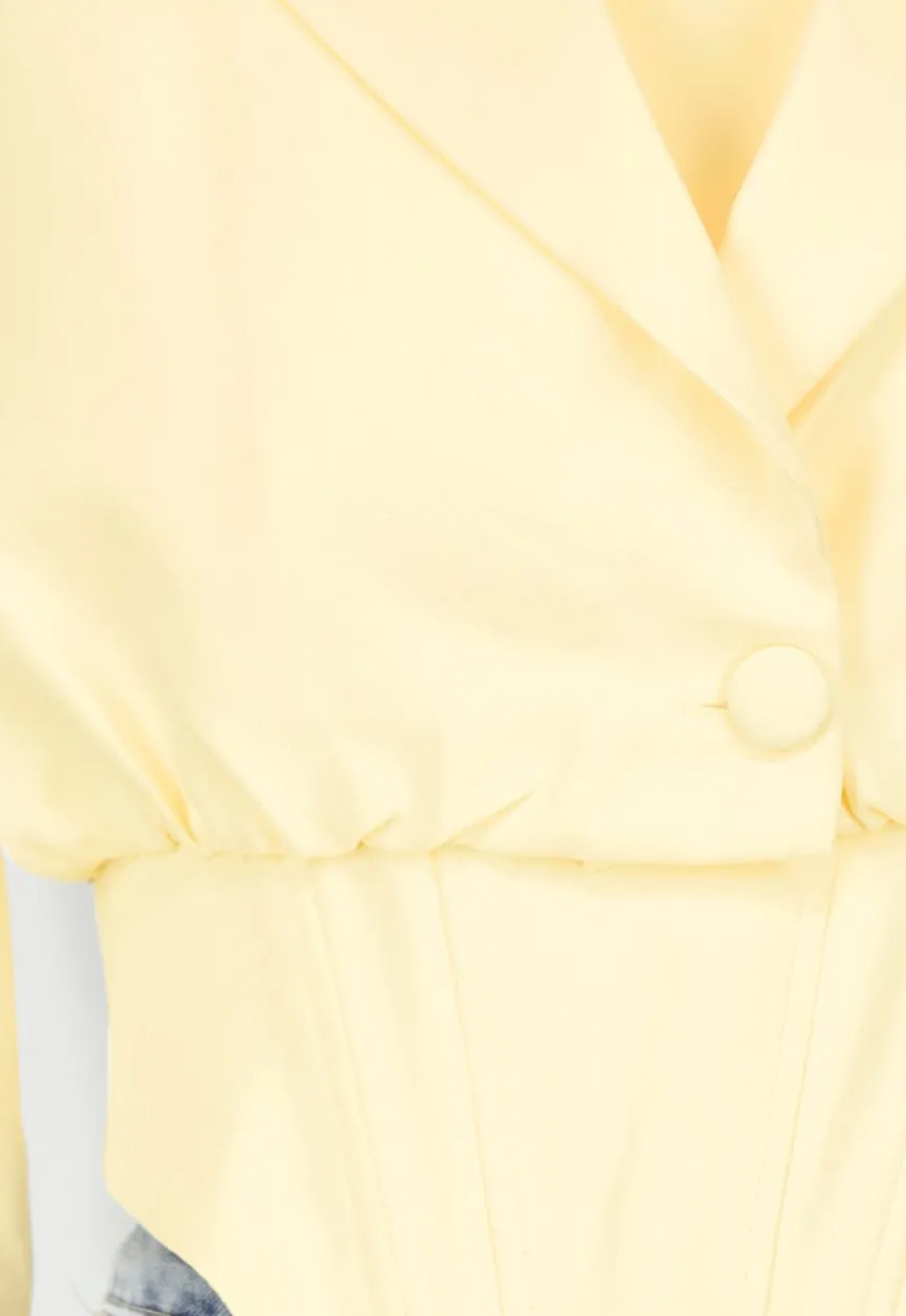 Butter Yellow Blazer Set met Strapless Top