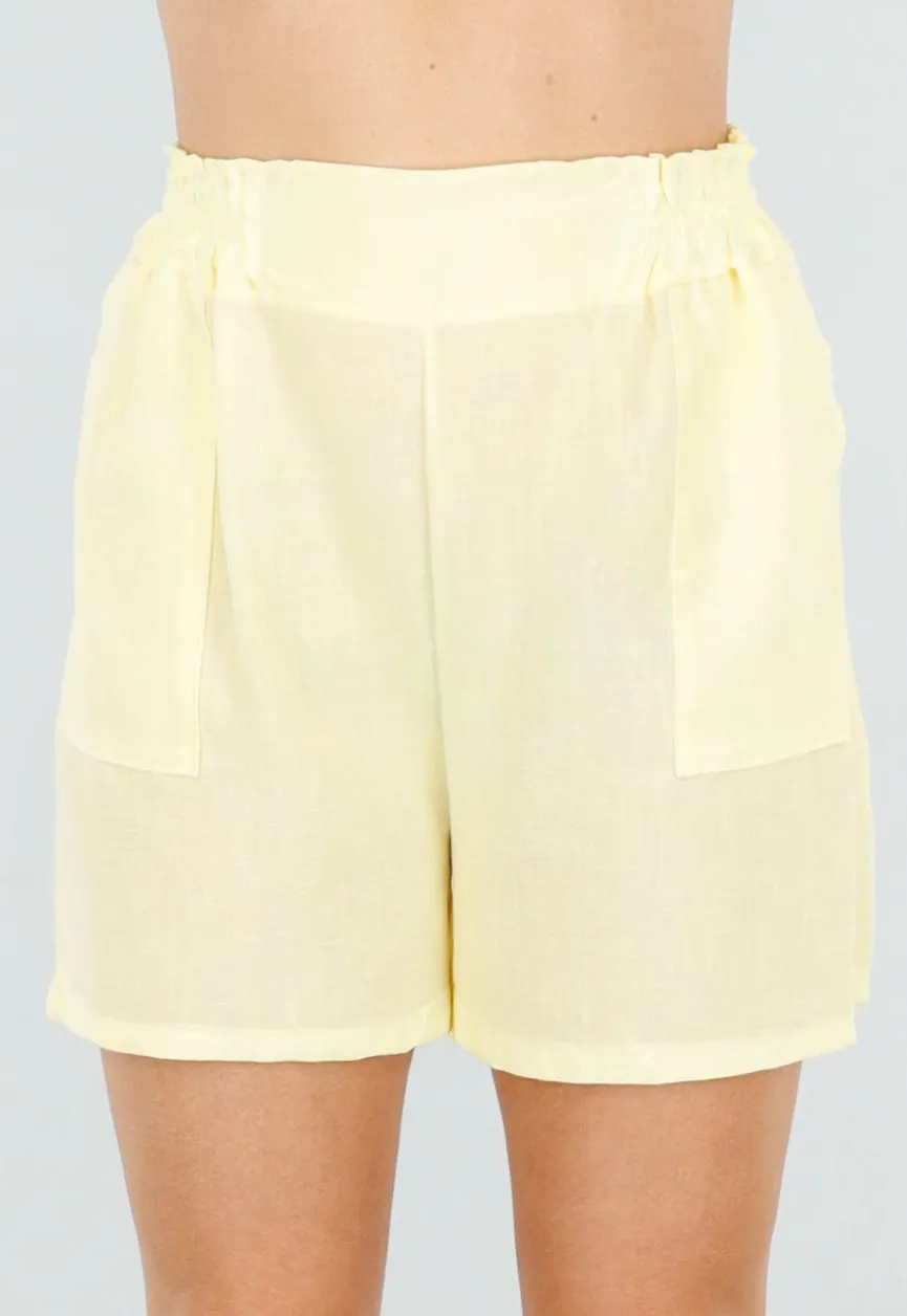 Butter Yellow Blazerset met Short en Zakken
