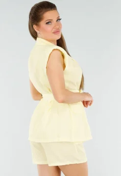 Butter Yellow Blazerset met Short en Zakken