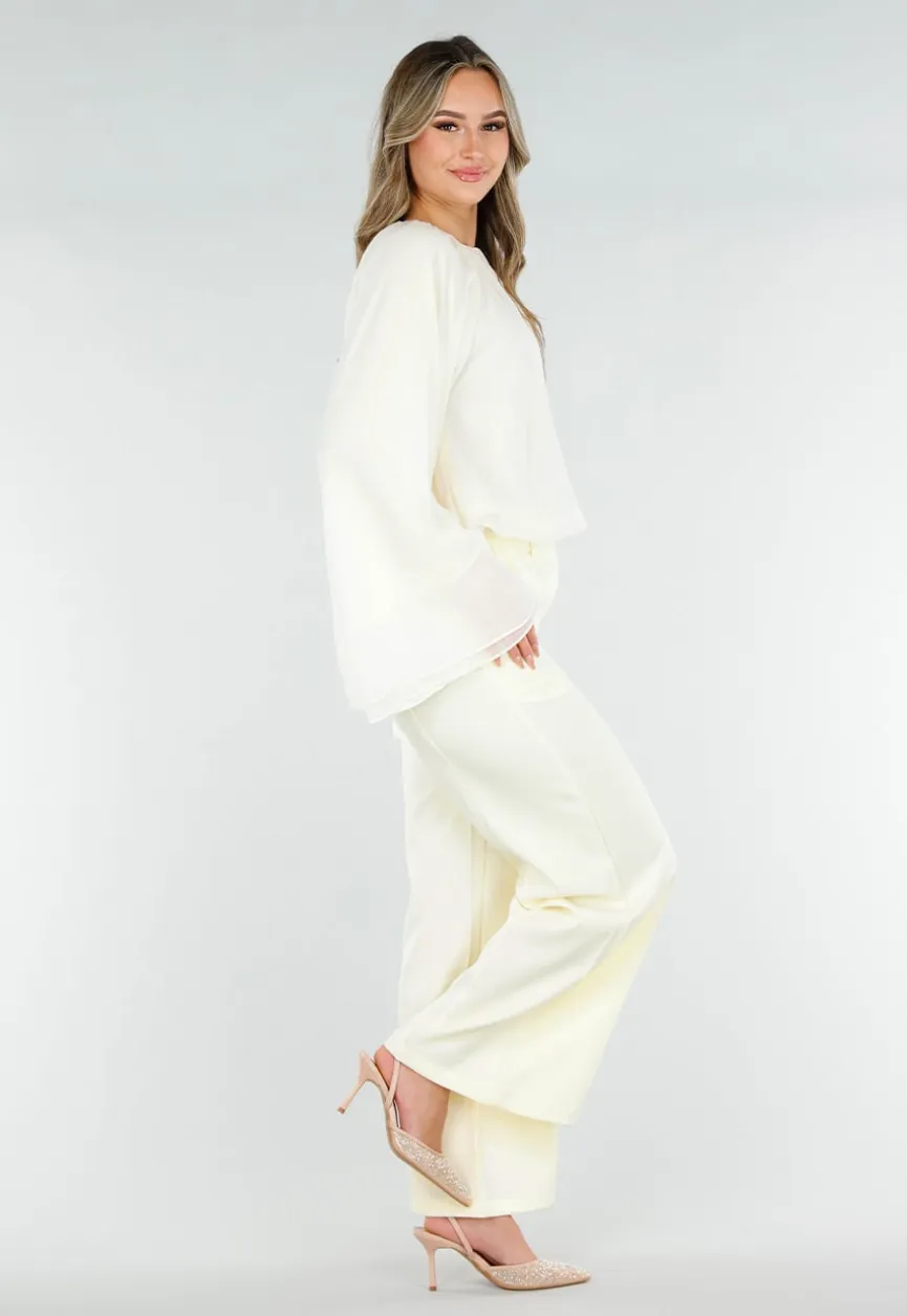 Butter Yellow Blouse met Wijde Mouwen