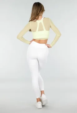 Butter Yellow Mesh Wrap Top met Stretch