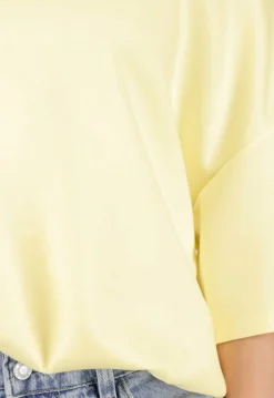 Butter Yellow One Shoulder Top met Ingewerkte Top en Stretch