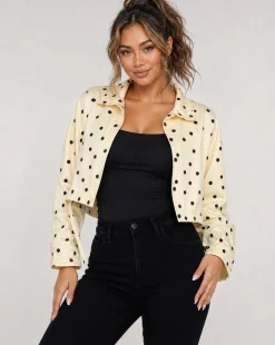 Butter Yellow Polkadot Blousejasje met Trekkoord
