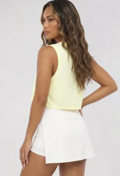 Butter Yellow Sporttop zonder Mouwen met Cropped Pasvorm