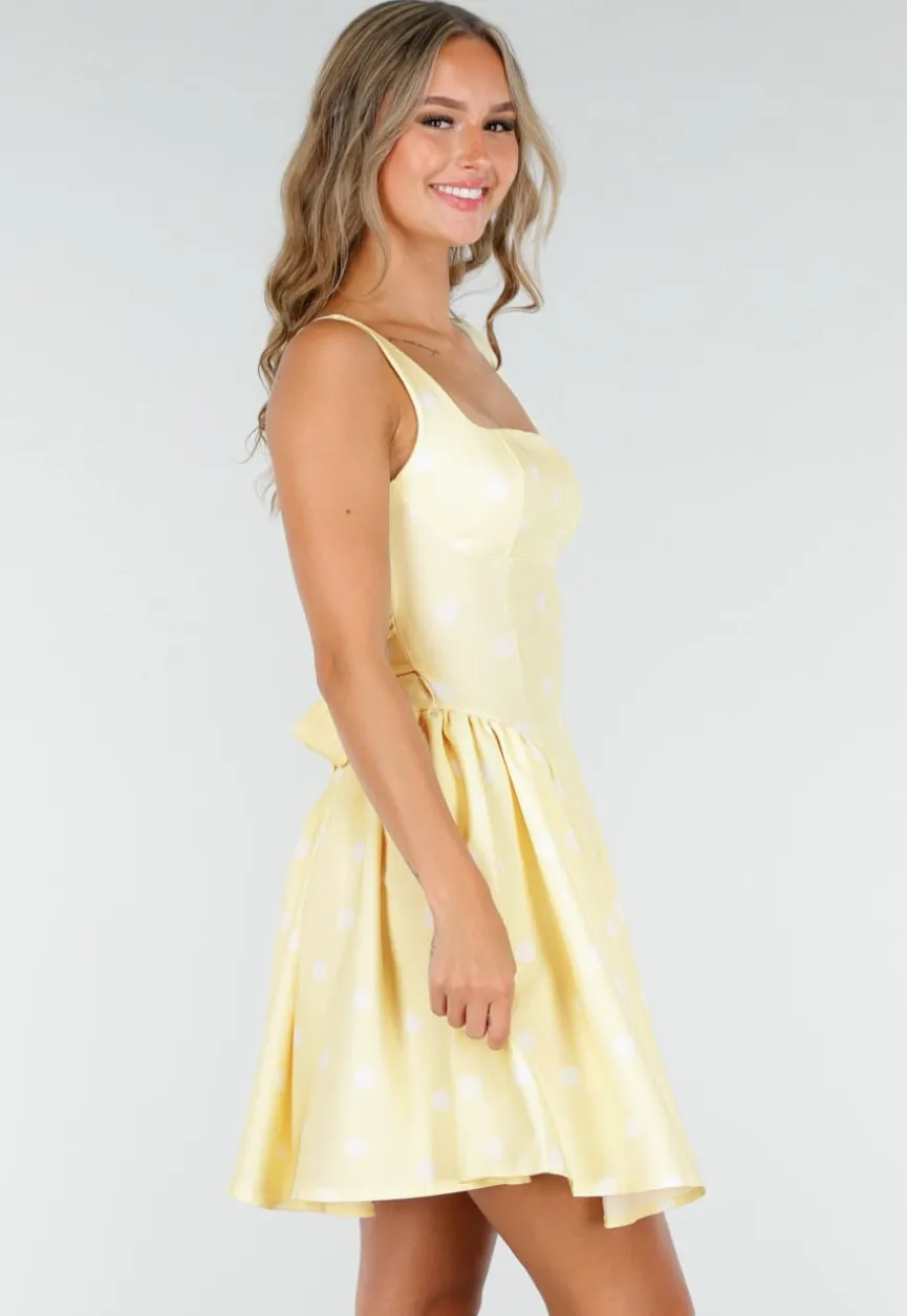 Butter Yellow Stippenjurk met Stretch en Ingewerkte Pads