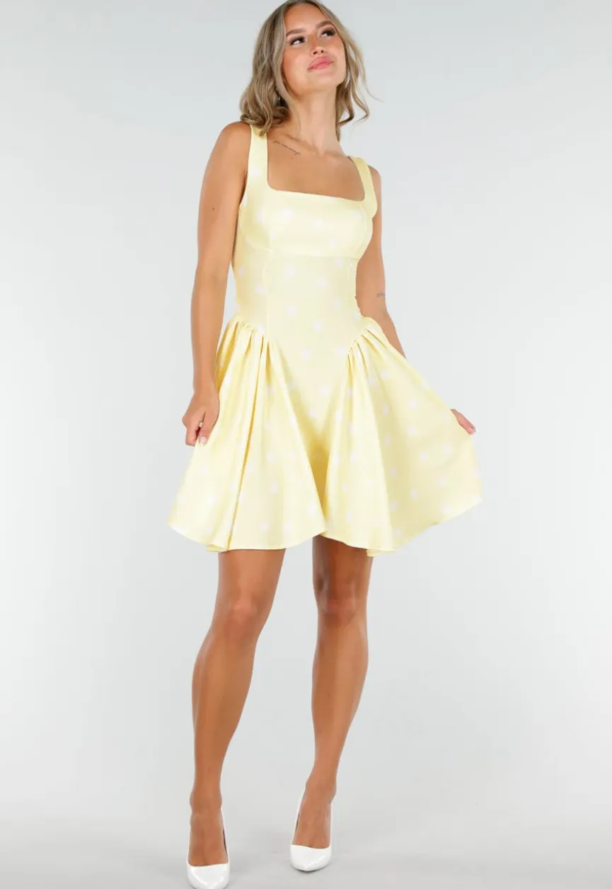 Butter Yellow Stippenjurk met Stretch en Ingewerkte Pads