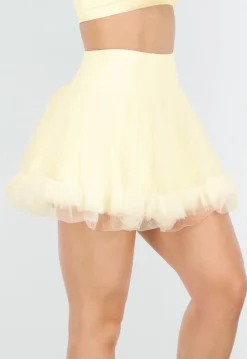 Butter Yellow Tule Rokje met Ondershort en Elastische Tailleband