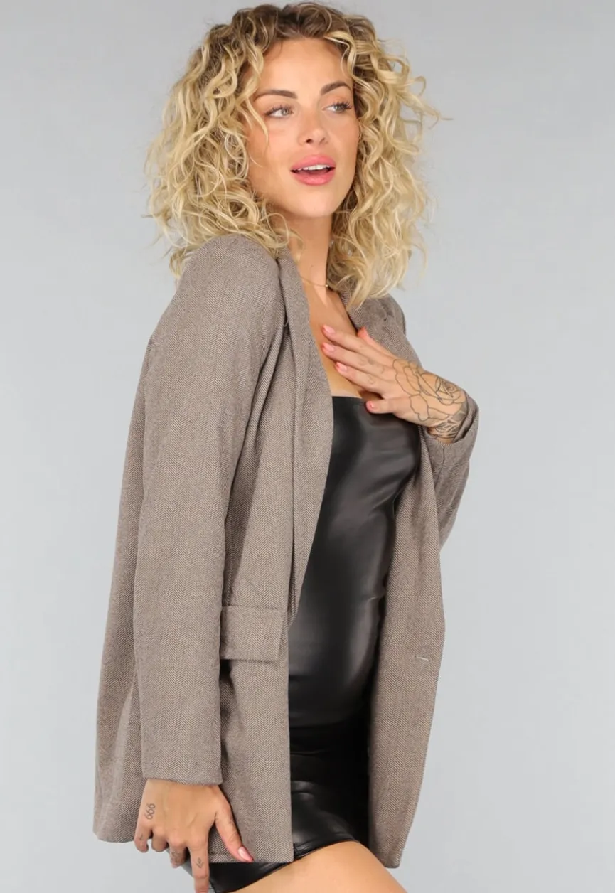Camel Blazer met Schoudervulling