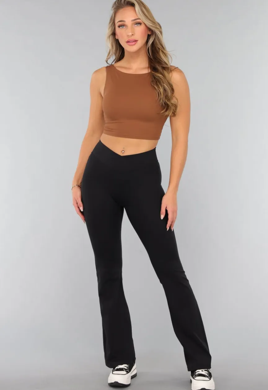 Camel Padded Sporttop met Open Rug