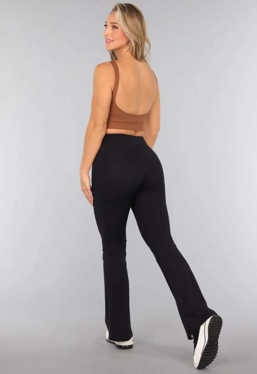 Camel Padded Sporttop met Open Rug