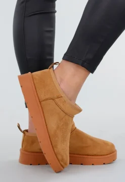 Camel Suède Look Lage Zachte Boots