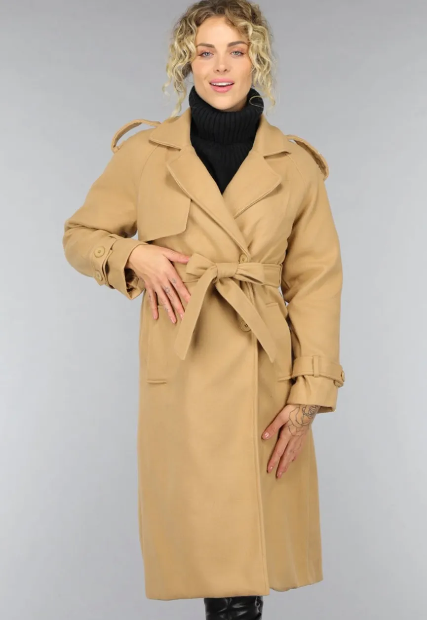 Camel Trenchcoat met Ceintuur