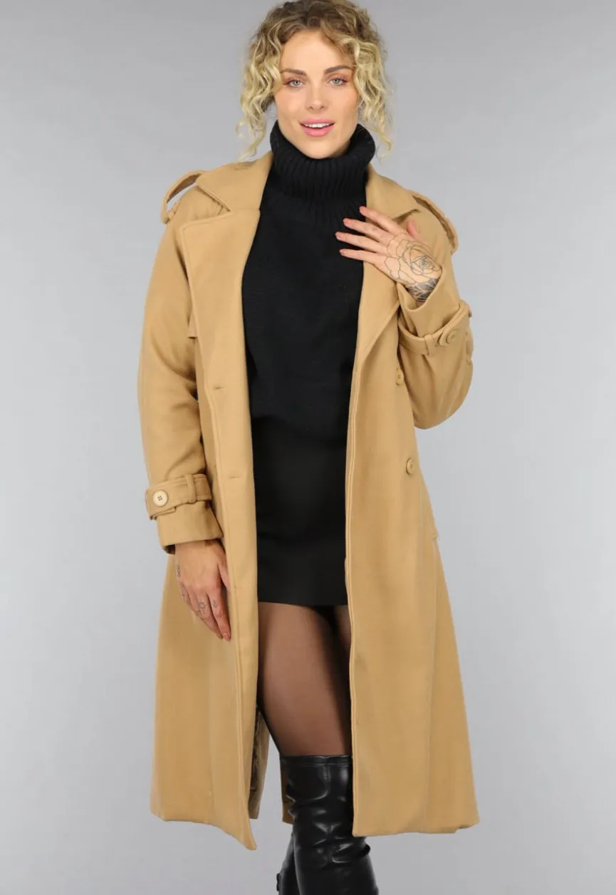 Camel Trenchcoat met Ceintuur